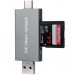 Картридер USB 3.0 / Type-C / MicroUSB OTG для NM, SD и MicroSD карт памяти (серый)