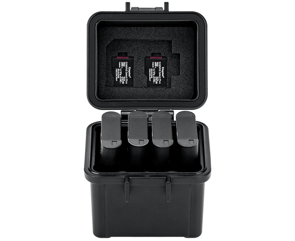 Защитный бокс на 4 аккумулятора фотокамер и карт памяти SD / microSD