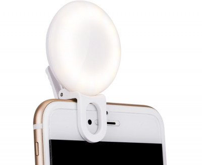 Селфи-кольцо LED 20 ламп, три режима, usb-зарядка (белое)