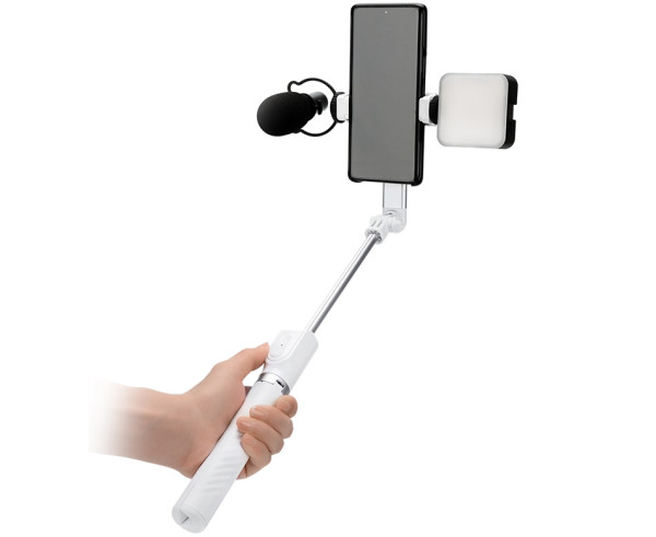 Монопод-штатив для всех смартфонов с зажимом и MagSafe и для экшн камер (белый цвет)