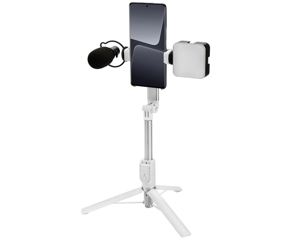 Монопод-штатив для всех смартфонов с зажимом и MagSafe и для экшн камер (белый цвет)