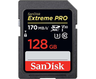 Карта памяти SDXC UHS-I Sandisk Extreme PRO 128 Гб, 170 МБ/с, Class 10