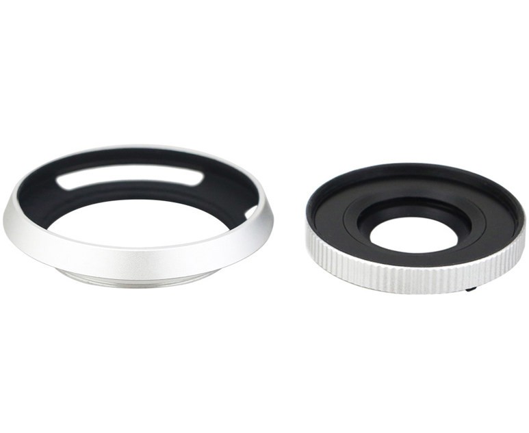 Автоматическая крышка с блендой для объектива Olympus 14-42 EZ и Panasonic 12-32mm (серебристая)