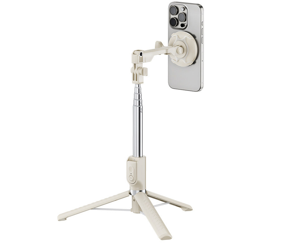Magsafe монопод-штатив для смартфонов и экшн камер с беспроводным пультом (бежевый цвет)