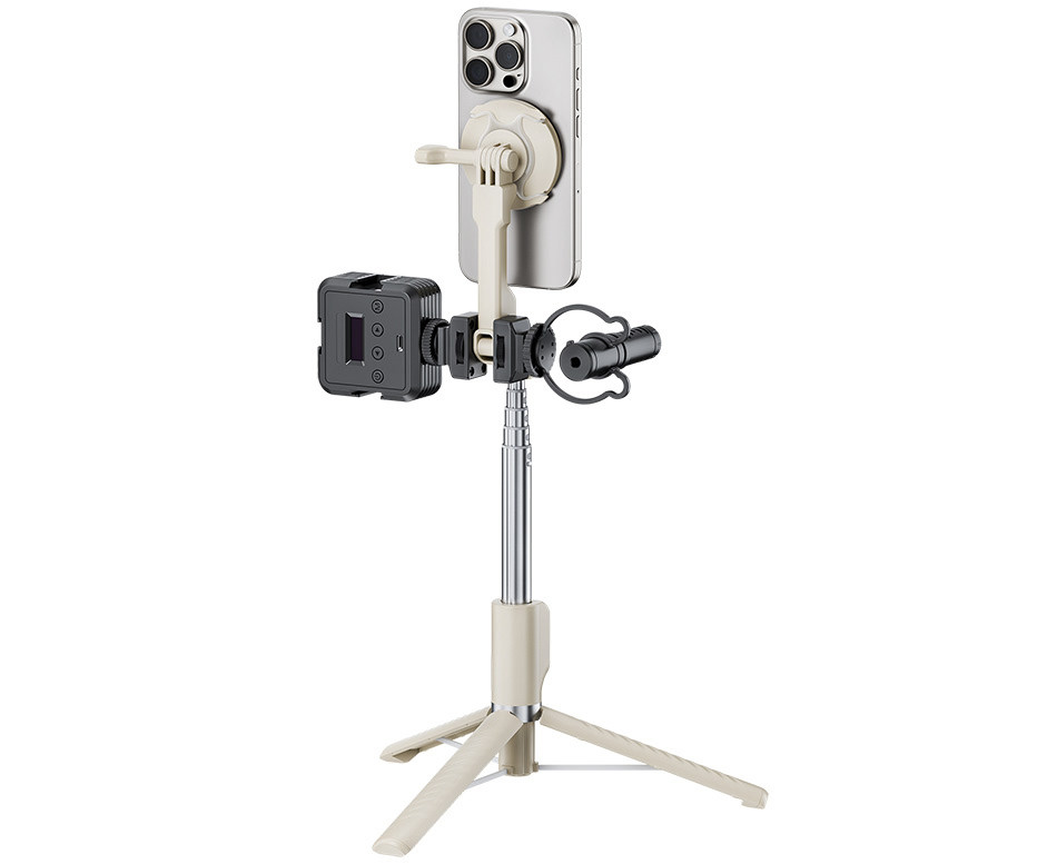 Magsafe монопод-штатив для смартфонов и экшн камер с беспроводным пультом (бежевый цвет)