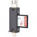 Картридер USB 3.0 / Type-C / MicroUSB OTG для SD и MicroSD карт памяти (серый)