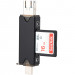 Картридер USB 3.0 / Type-C / MicroUSB OTG для SD и MicroSD карт памяти (черный)