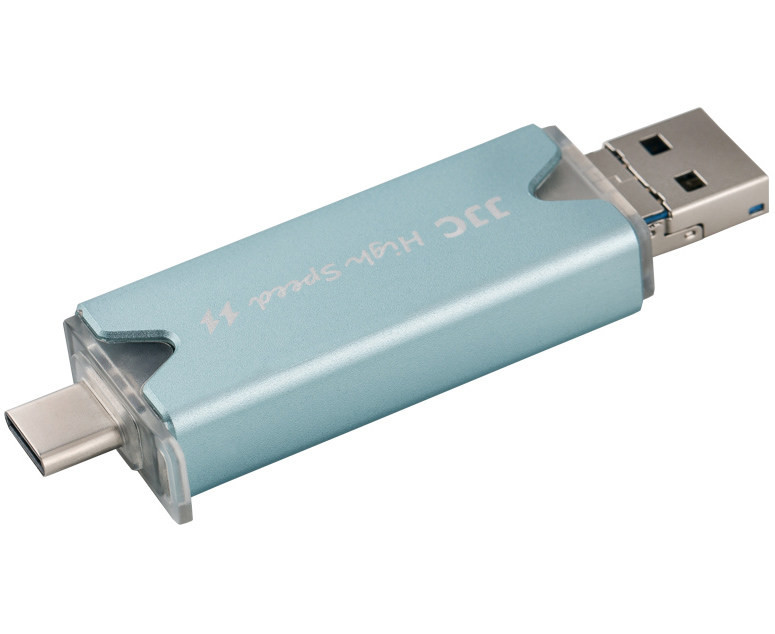 Чехол для SD / microSD / TF карт памяти и nano SIM с OTG картридером (желто-синий)