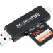 Картридер USB 3.0 / Type-C / Lightning OTG для SD и MicroSD карт памяти (черный)