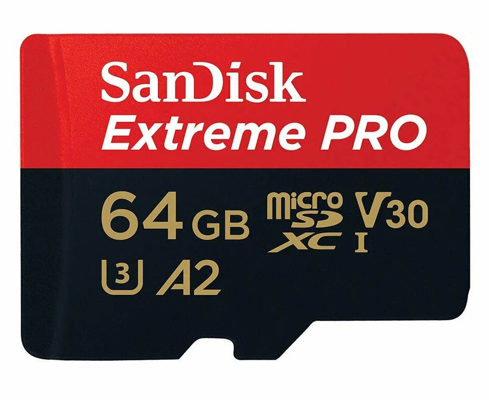 Карта памяти microSDXC UHS-I U3 Sandisk Extreme PRO 64 Гб, 170 МБ/с, Class 10 V30 A2