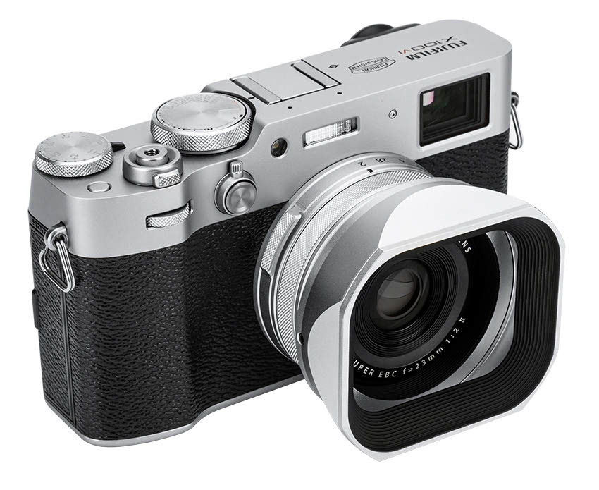 Квадратная бленда для Fujifilm X100VI / X100V / X100F с адаптером на 49 мм (серебристая)