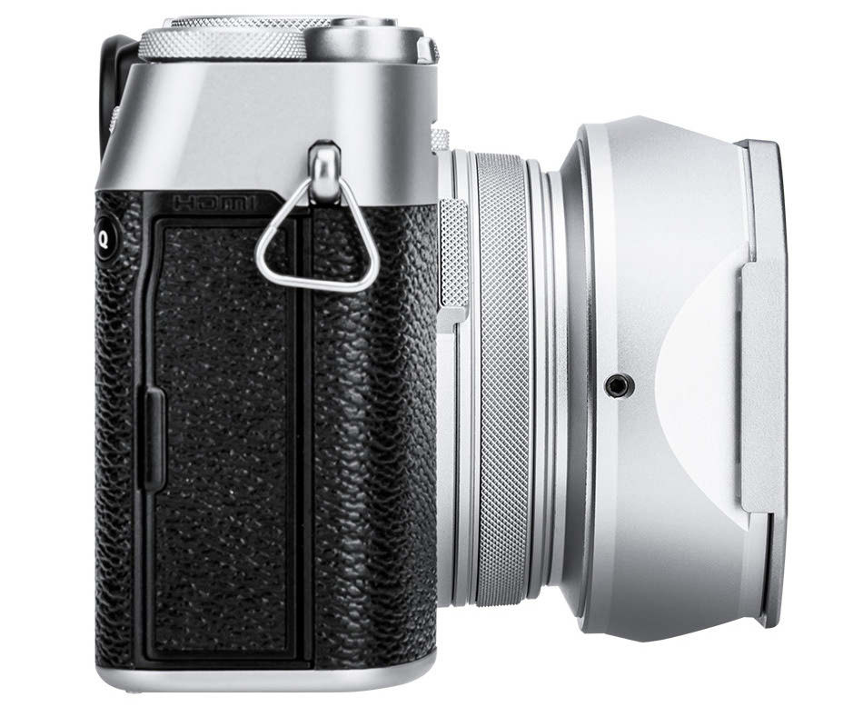 Квадратная бленда для Fujifilm X100VI / X100V / X100F с адаптером на 49 мм (серебристая)