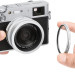 Квадратная бленда для Fujifilm X100VI / X100V / X100F с адаптером на 49 мм (серебристая)