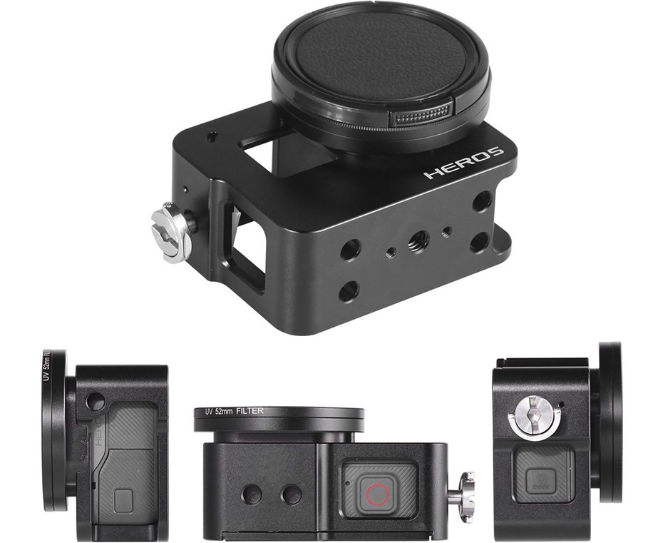 Рамка металлическая для GoPro Hero 5 с UV фильтром и крышкой 52 мм