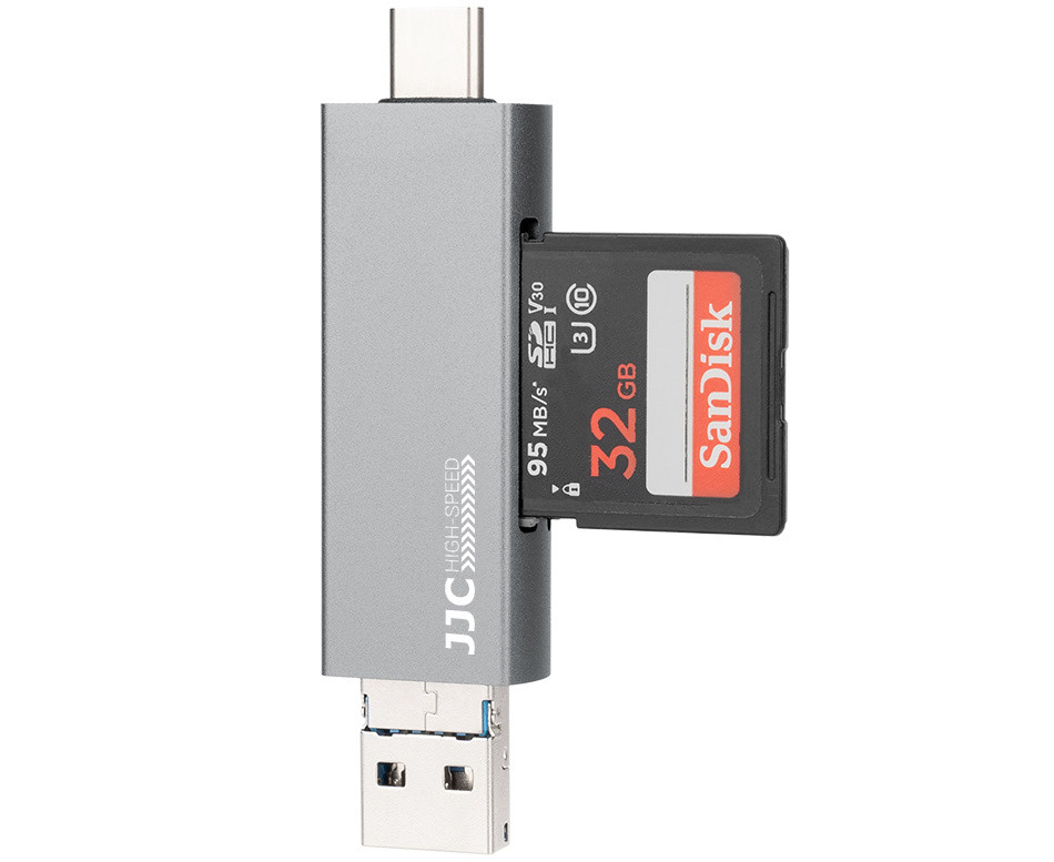 Картридер USB 3.0 / Type-C / MicroUSB OTG для SD и MicroSD карт памяти до 1 Тб (серый)