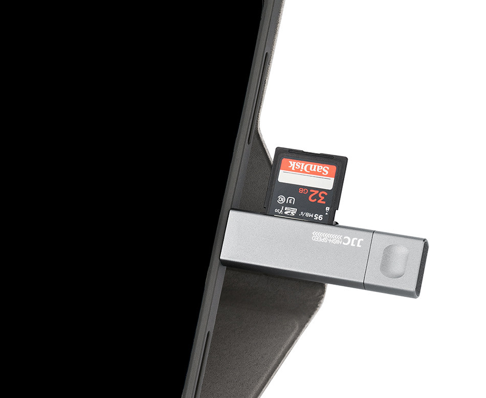 Картридер USB 3.0 / Type-C / MicroUSB OTG для SD и MicroSD карт памяти до 1 Тб (серый)