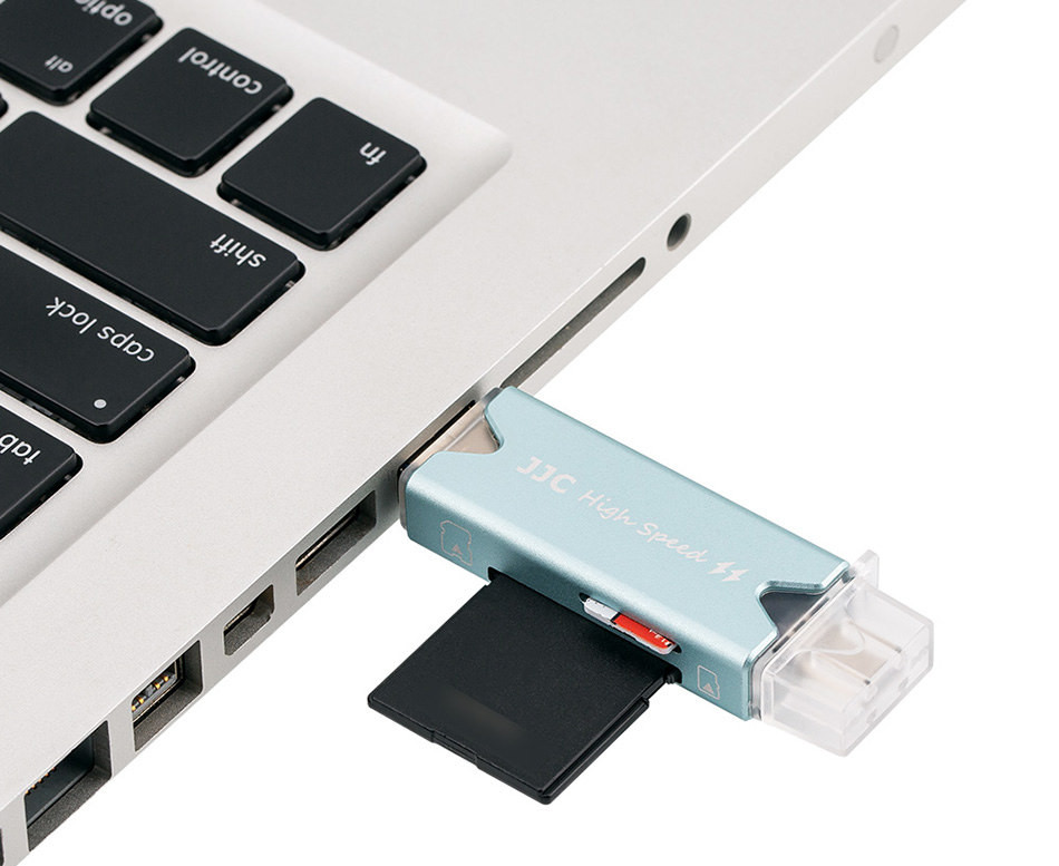Картридер USB 3.0 / Type-C / MicroUSB OTG для SD и MicroSD карт памяти (светло-голубой)