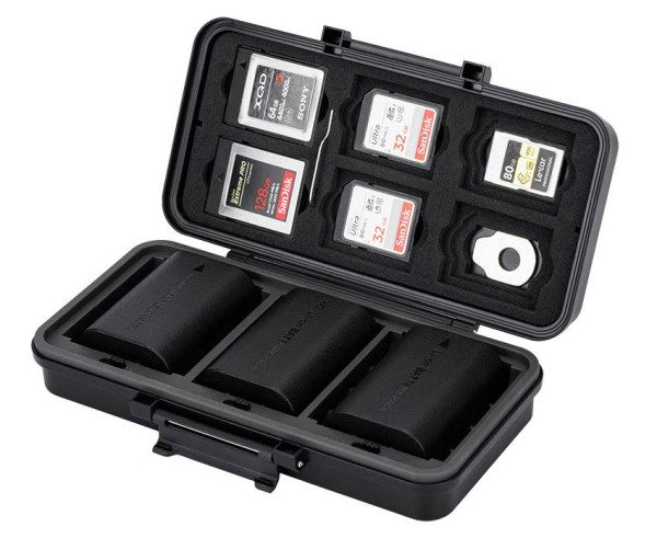 Защитный бокс на 3 аккумулятора камер, батареек AA и карт памяти SD / CFexpress Type-A и B / XQD