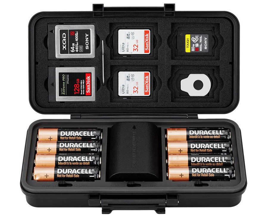 Защитный бокс на 3 аккумулятора камер, батареек AA и карт памяти SD / CFexpress Type-A и B / XQD