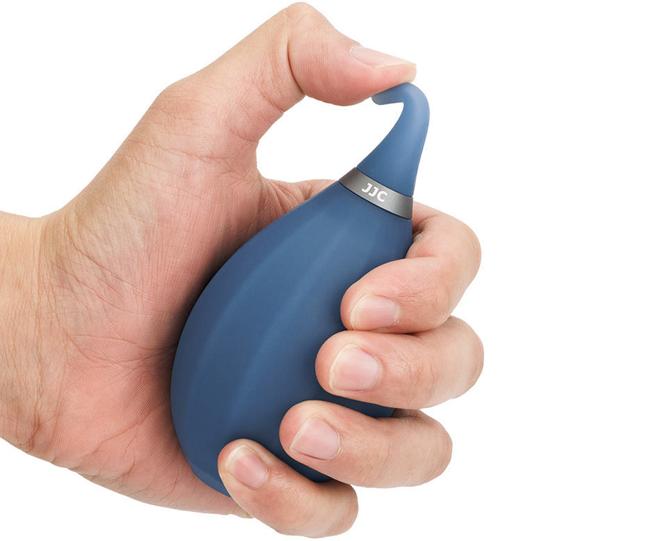 Груша воздушная для оптики с двумя клапанами, мягким соплом и ремешком (прозрачный синий)