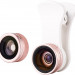 Набор оптики для смартфона, рыбий глаз, широкоугольная и макронасадка (розовый цвет)