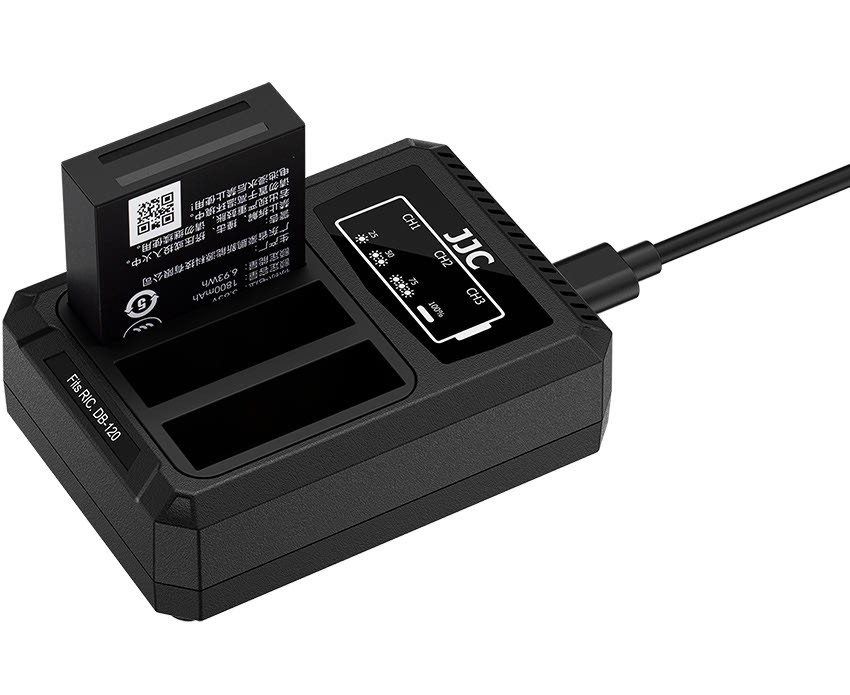 Зарядное USB-C устройство для трёх аккумуляторов Ricoh DB-120