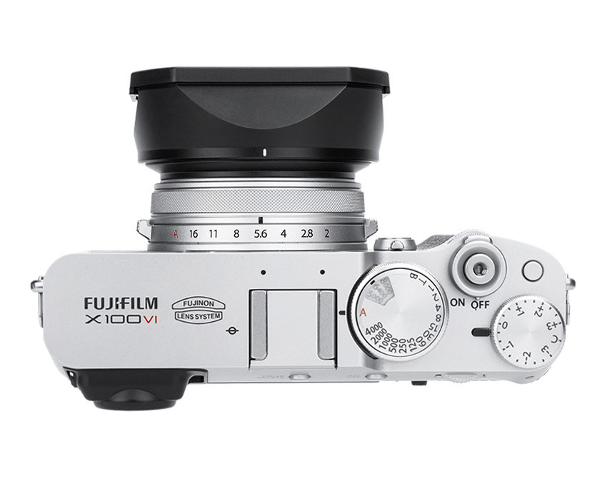 Квадратная бленда для Fujifilm X100VI / X100V / X100F с адаптером на 49 мм (чёрная)