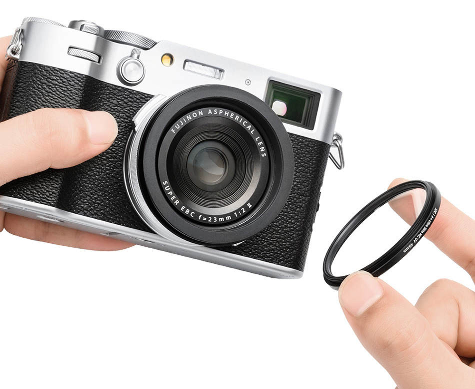 Квадратная бленда для Fujifilm X100VI / X100V / X100F с адаптером на 49 мм (чёрная)