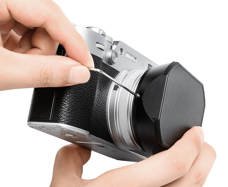 Квадратная бленда для Fujifilm X100VI / X100V / X100F с адаптером на 49 мм (чёрная)