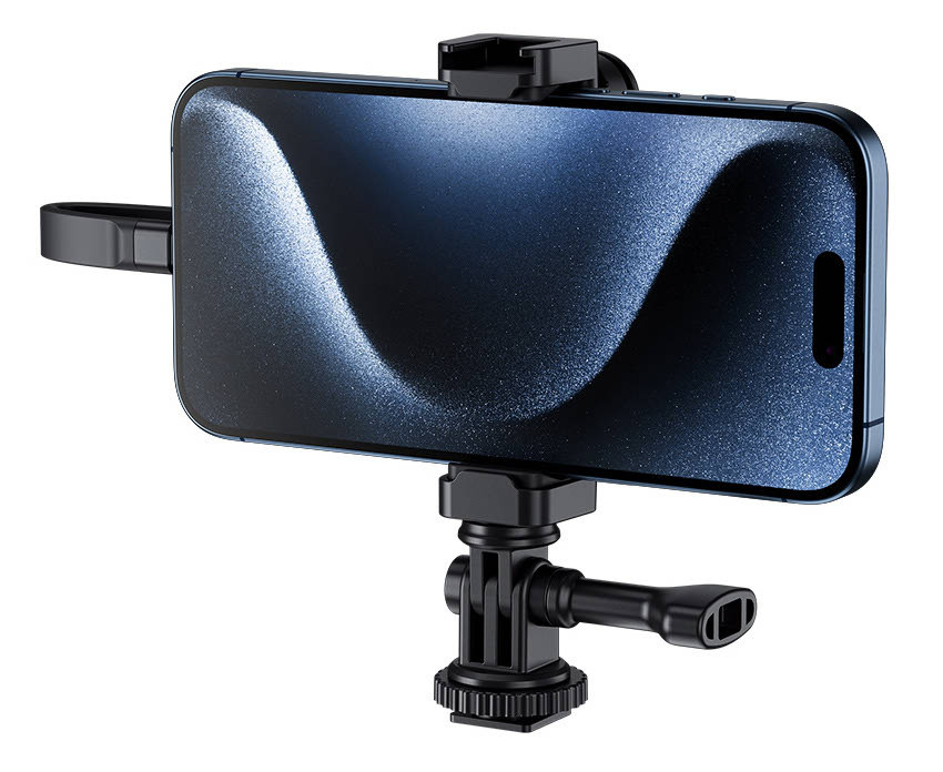 Зажим для смартфона и SSD накопителя в штатив, холодный башмак и в крепление для экшн камер