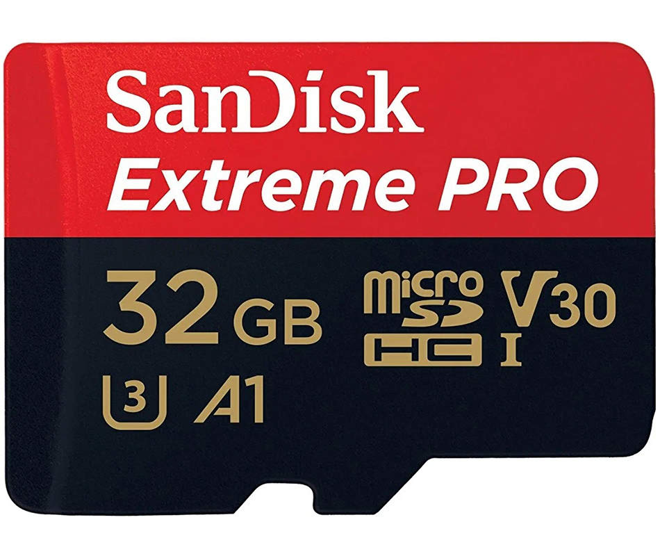 Карта памяти microSDHC UHS-I U3 Sandisk Extreme PRO 32 Гб, 100 МБ/с, Class 10 V30 A1