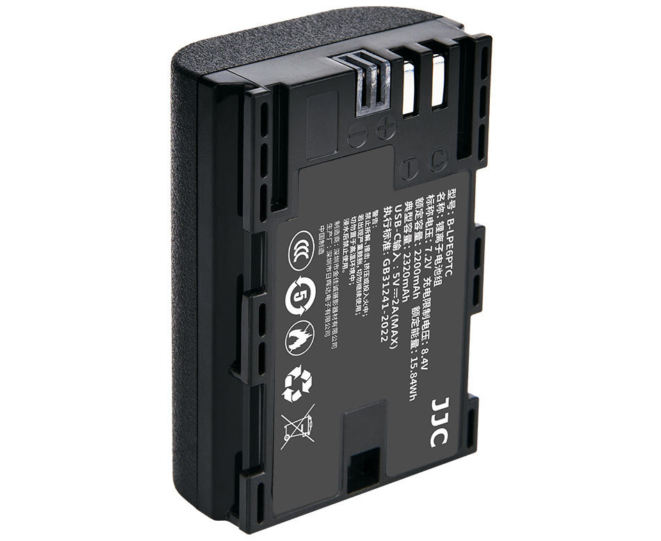 Аккумулятор JJC типа Canon LP-E6P с зарядным портом Type-C