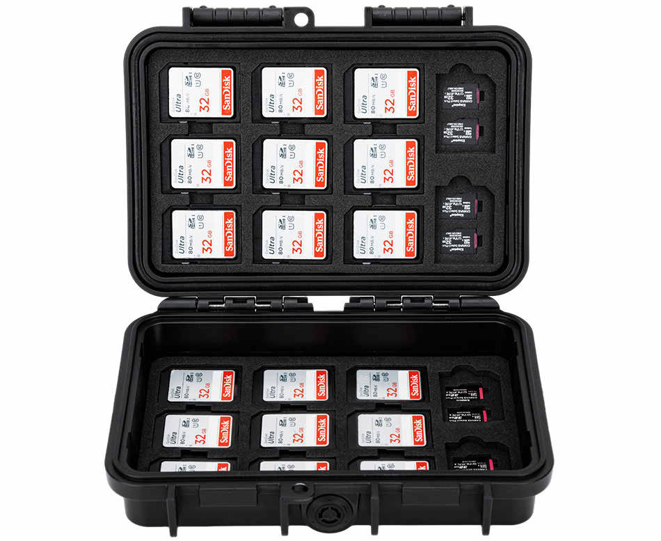 Защитный бокс на 76 шт microSD, 22 шт SD и 16 шт CFexpress Type-B или XQD