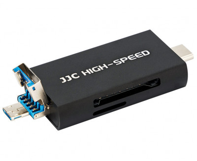 Картридер USB 3.1 / Type-C / MicroUSB OTG для SD и MicroSD карт памяти (черный)