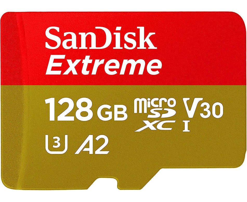Карта памяти microSDXC UHS-I U3 Sandisk Extreme 128 Гб, 190 МБ/с, Class 10 V30 A2