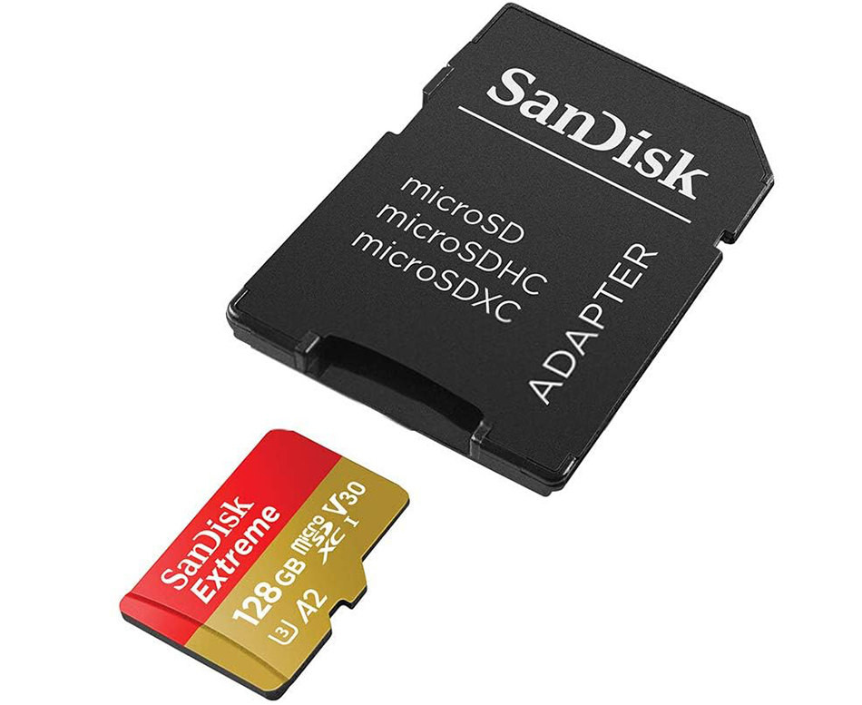 Карта памяти microSDXC UHS-I U3 Sandisk Extreme 128 Гб, 190 МБ/с, Class 10 V30 A2