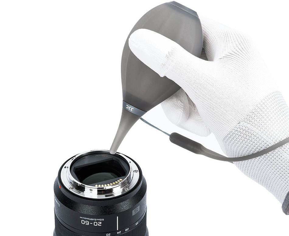 Груша воздушная для оптики с двумя клапанами, мягким соплом и ремешком (прозрачный чёрный)