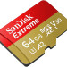 Карта памяти microSDXC UHS-I U3 Sandisk Extreme 64 Гб, 170 МБ/с, Class 10 V30 A2